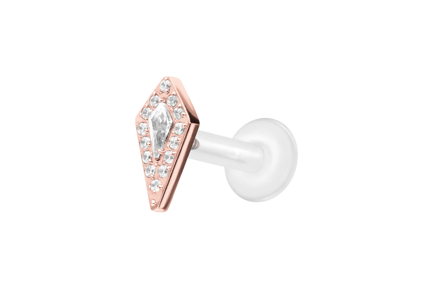 PTFE Labret Piercing mit Innengewinde + Titan-Aufsatz KRISTALLSCHILD